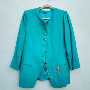 Vintage B Newman Teal 80s Blazer in Size 16